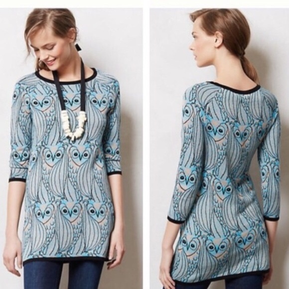 Fun abstract owl sweater dress - Picture 1 of 4